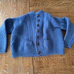 Carraig Donn BLUE IRISH Sweater Cardigan Kids Wool Warm Ireland Girls Boys
